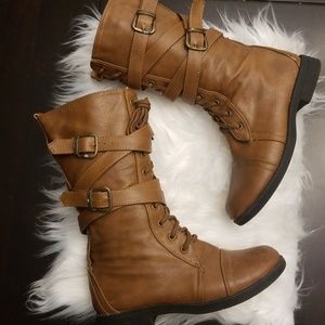 Caramel zip up  boots